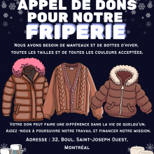 APPEL &Agrave; DONATIONS POUR NOTRE FRIPERIE